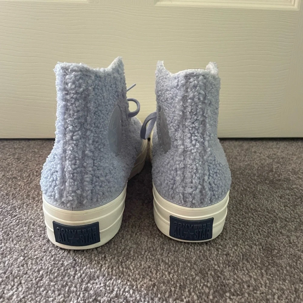 Converse Women's Light Gray Sherpa High-Top Platform Sneakers